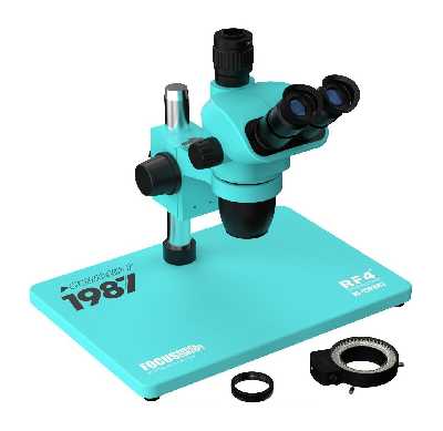 Микроскоп тринокулярный RF4 RF-27PRO2 с камерой, дисплеем и подсветкой (6.5-55X; бирюзовый) фото в интернет-магазине 05gsm.ru