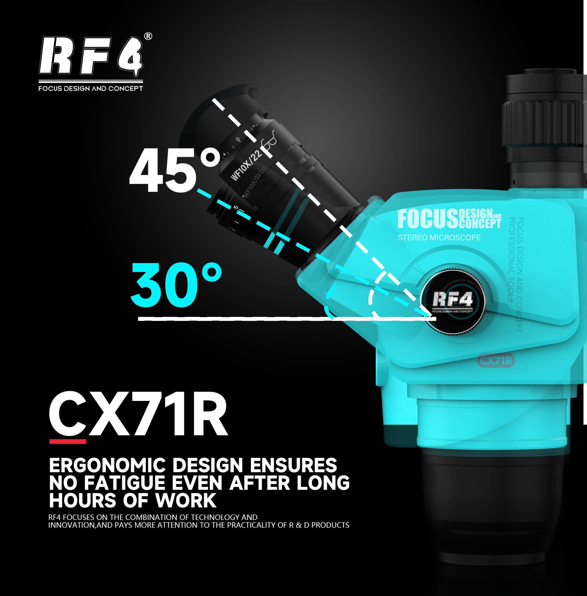 Микроскоп тринокулярный RF4 RF-CX71R (Бирюзовый) фото в интернет-магазине 05gsm.ru