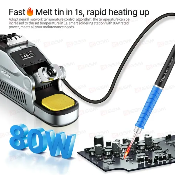 Паяльник портативный с держателем Aixun T380 (Ручка 210 и 1 жало; с аккумулятором; автономный) фото в интернет-магазине 05gsm.ru