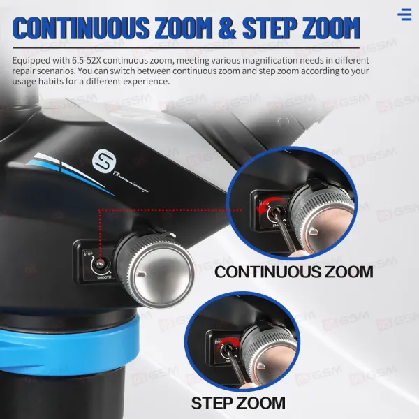 Микроскоп тринокулярный Kaisi S8 (6.5-52X; черный) фото в интернет-магазине 05gsm.ru